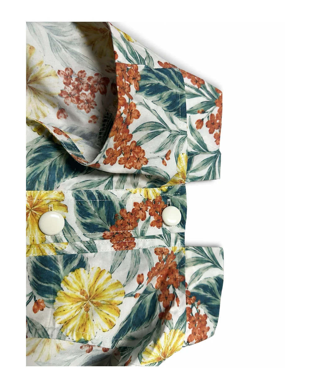 Button-front fastening detail for Thai-inspired Beach Shirt